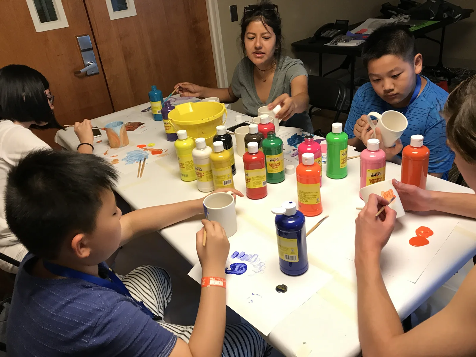 Students doing arts and crafts together