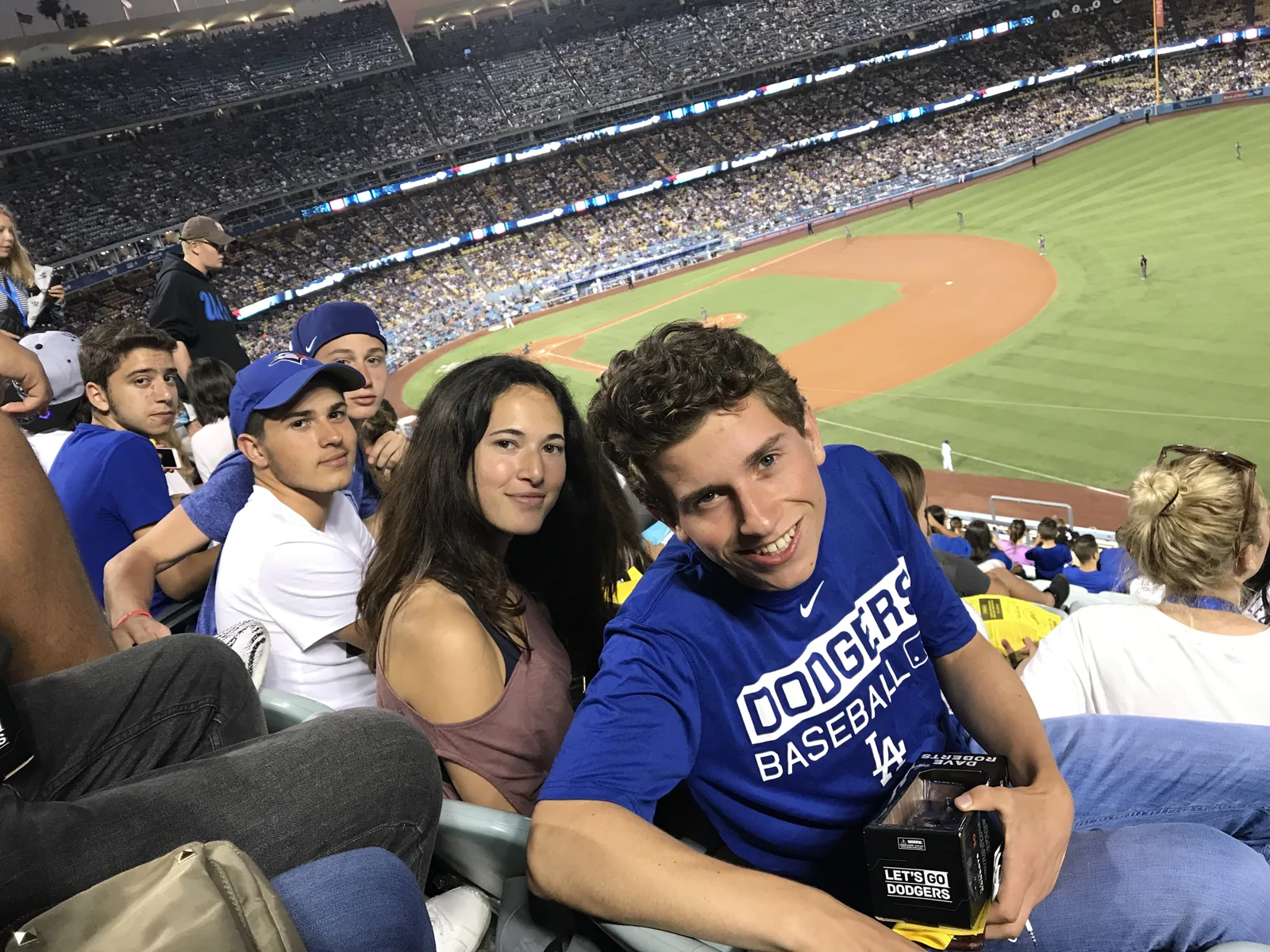 Students at a Los Angeles Dodgers baseball game
