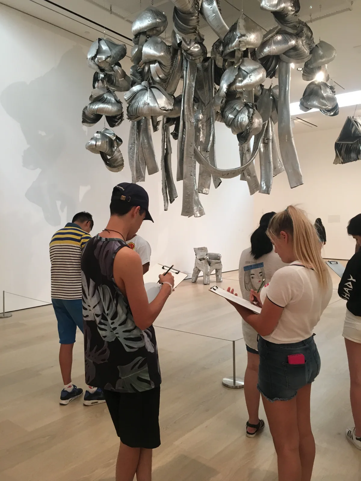 Students exploring the Hammer Museum near campus