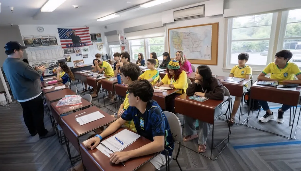 An ELC teacher leading an English lesson at UCLA