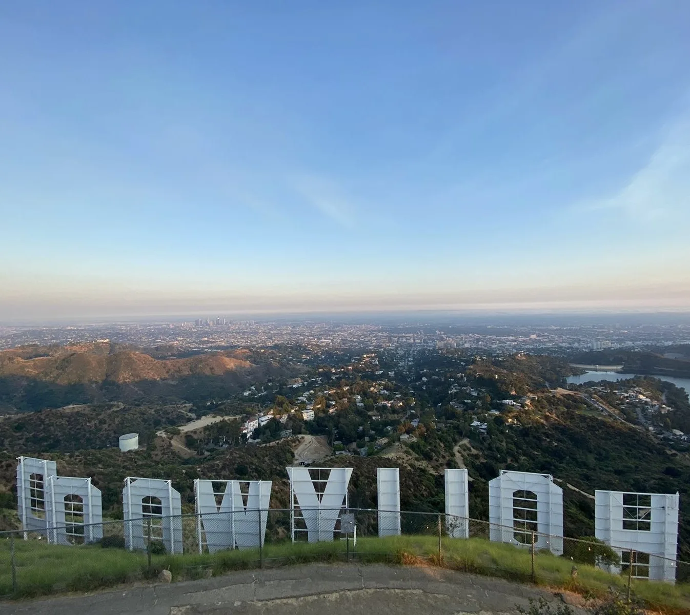 The Hollywood sign above Los Angeles, seen from the hillside on an ELC excursion