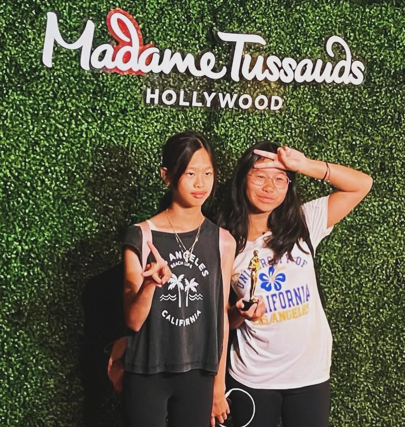 Two students outside Madame Tussauds Hollywood on an ELC excursion