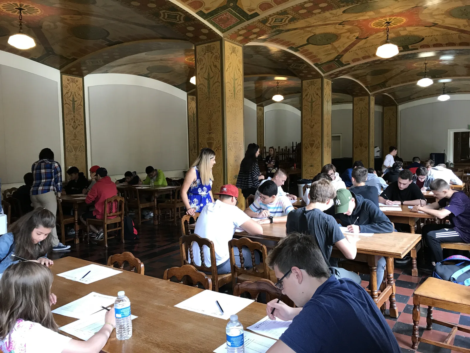 Staff running the English placement test
